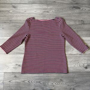 Talbots 3/4 sleeve Navy and Pink Blouse - Size Petite Medium